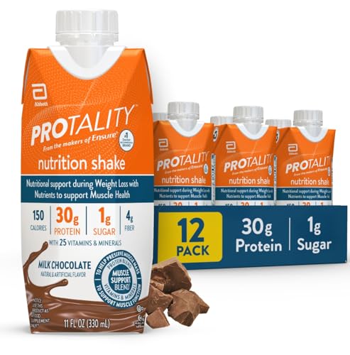 PROTALITY Milk Chocolate Nutrition Shake | 30g Protein 1g Sugar | Nutrition Support for Muscle Health During Weight Loss | 12 Pack