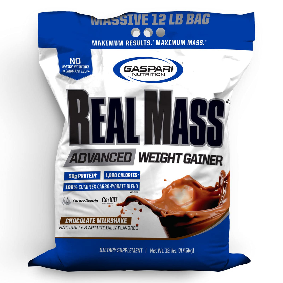 Gaspari Nutrition Real Mass Advanced Weight Gainer High Protein Gycofuse Carbs and Creatine Monohydrate Modern Formulation for Mass (12 Pounds Chocolate Ice Cream)