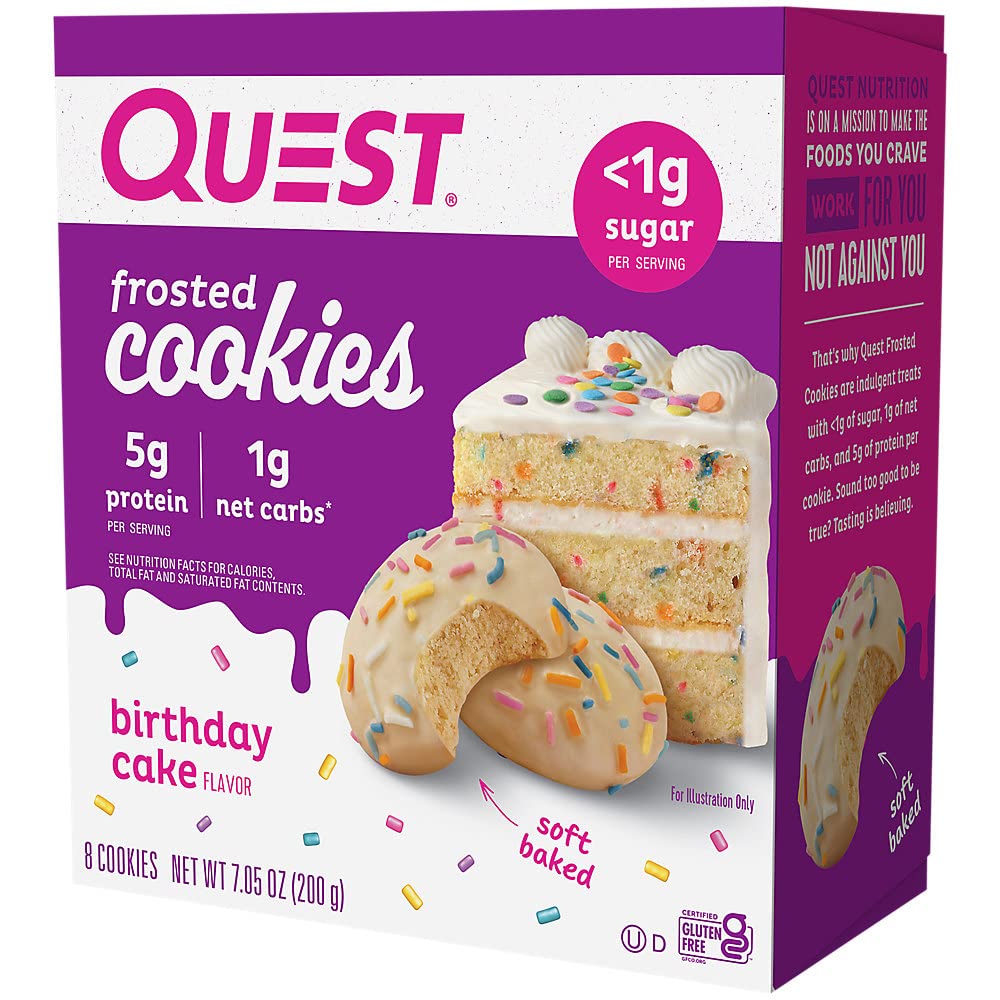 Quest Nutrition Birthday Cake Frosted Cookies 8 Count